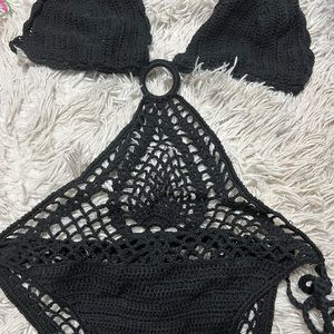 Black crochet swimsuit one size